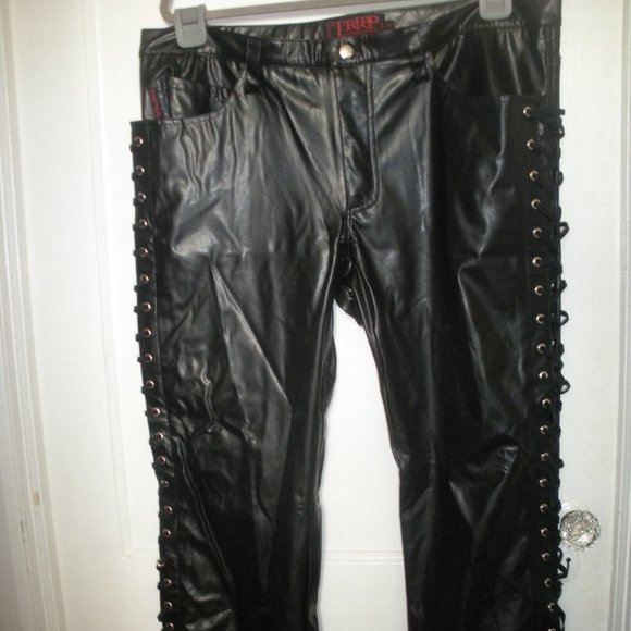 mens fake leather pants